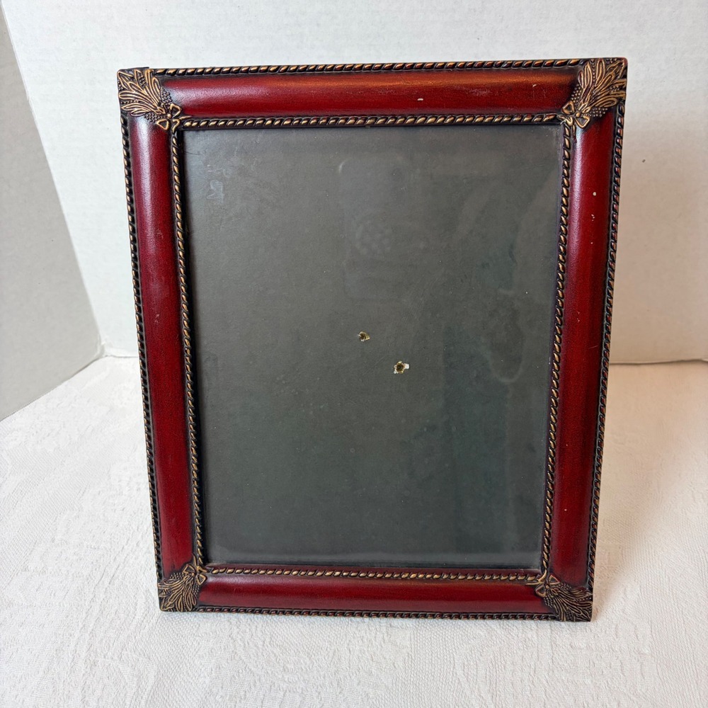 Vintage Style Ornate Burgundy Gold Tone 8x10 Picture Frame Tabletop Wall Mount